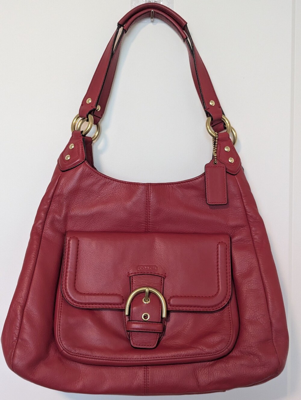 Coach Campbell Hobo Red Leather Shoulder Bag